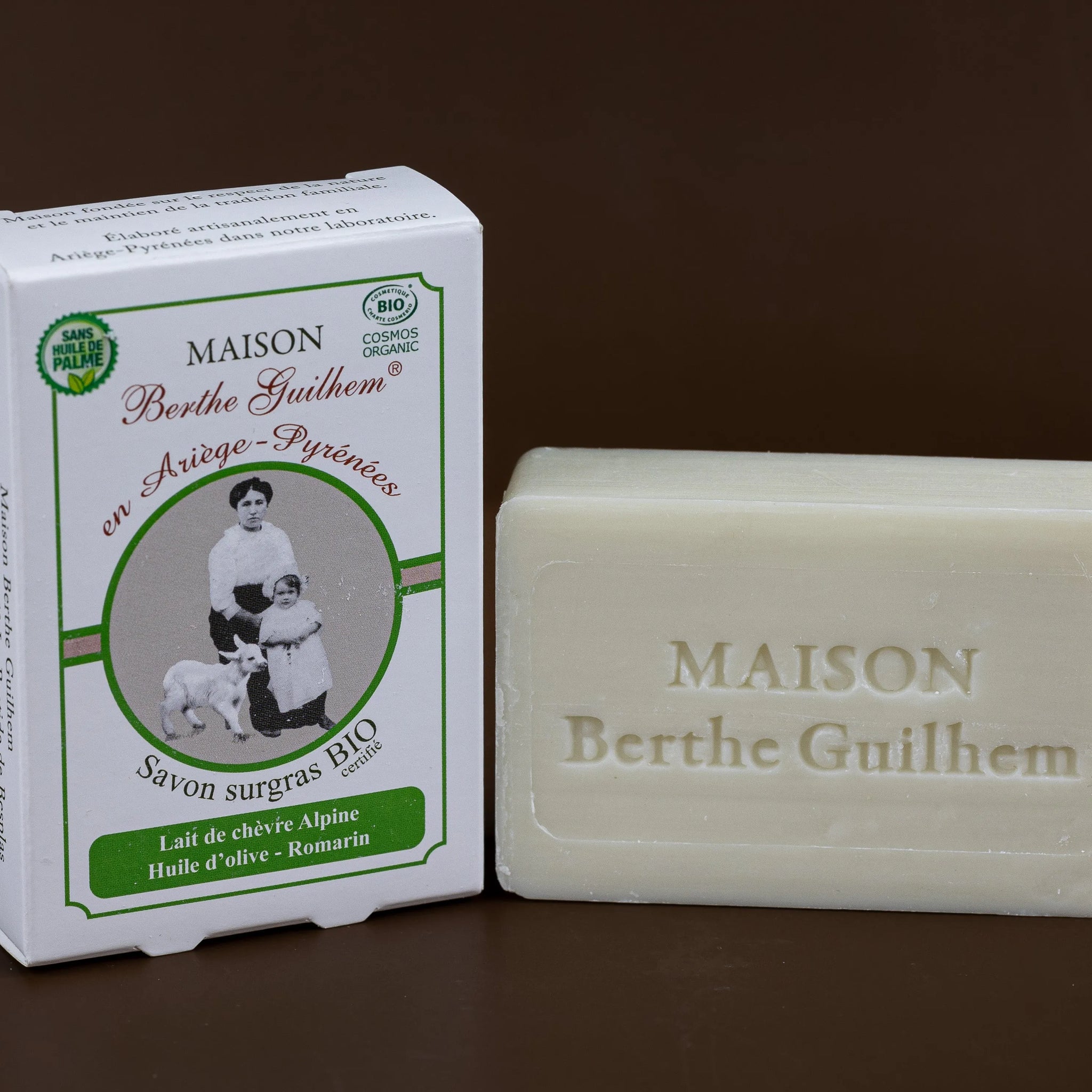 MAISON BERTHE GUILHEM Rosemary & Olive Oils  | Organic Alpine Goat's Milk | 100g French Soaps UK