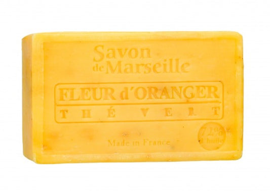 Exfoliating Orange Blossom Savon de Provence, enriched with Green Tea Leaves & Sweet Almond Oil | 100g