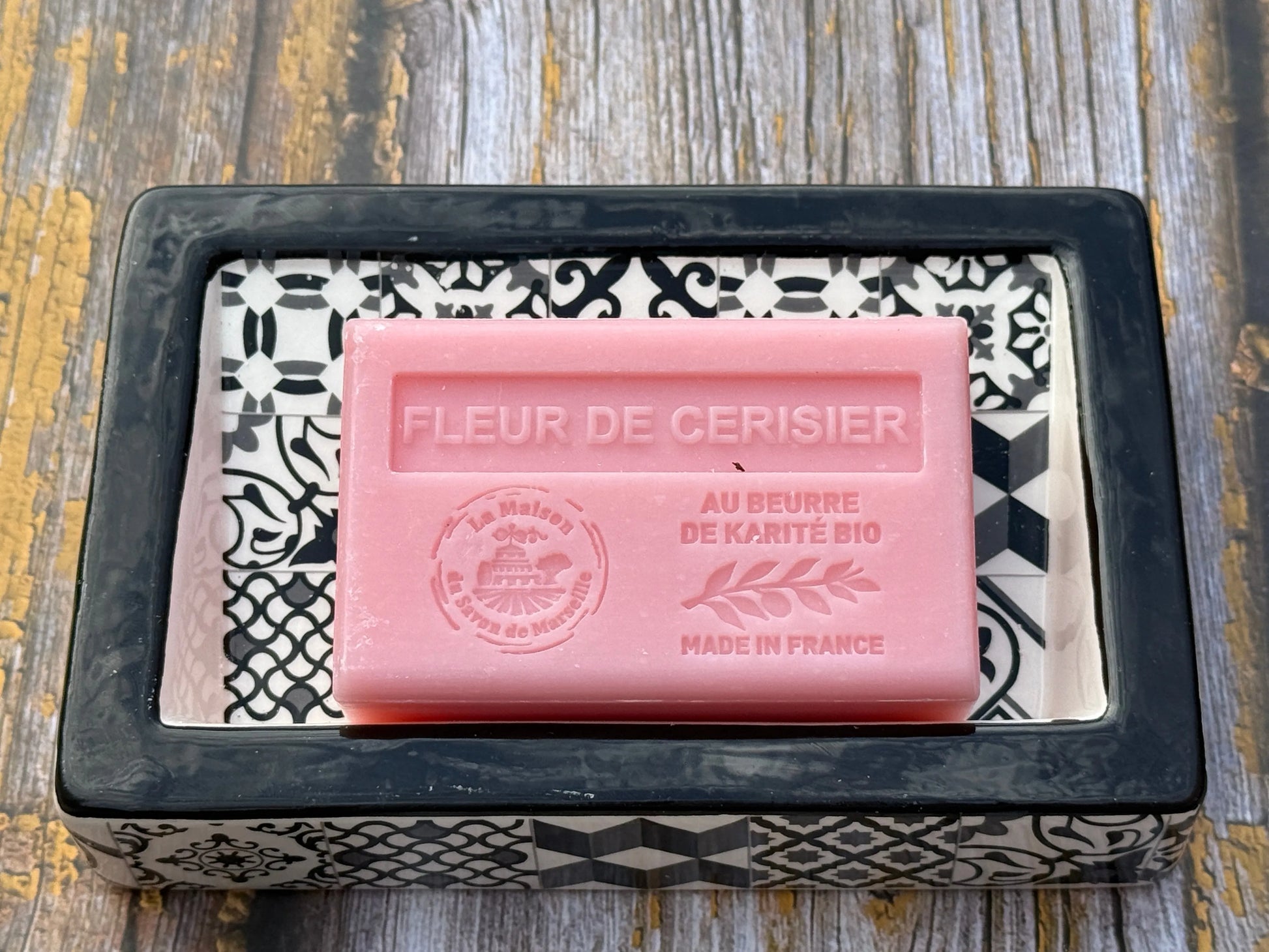 Bastide & Olivier Slanted Black Mosaic Ceramic Soap Dish French Soaps UK