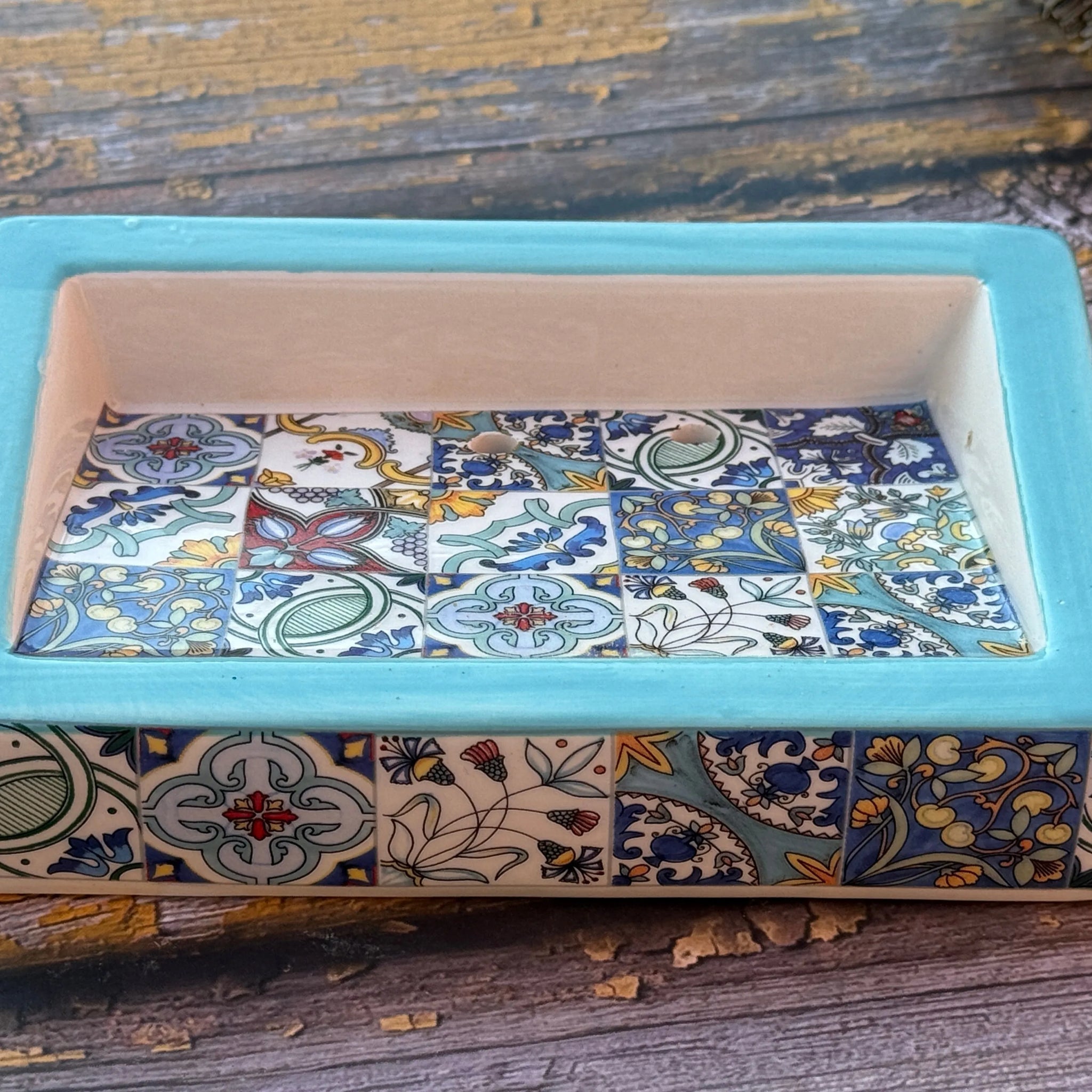 Bastide & Olivier Slanted Blue Mosaic Ceramic Soap Dish French Soaps UK