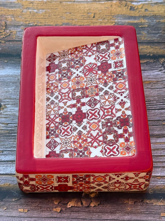 Slanted Red Mosaic Ceramic Soap Dish