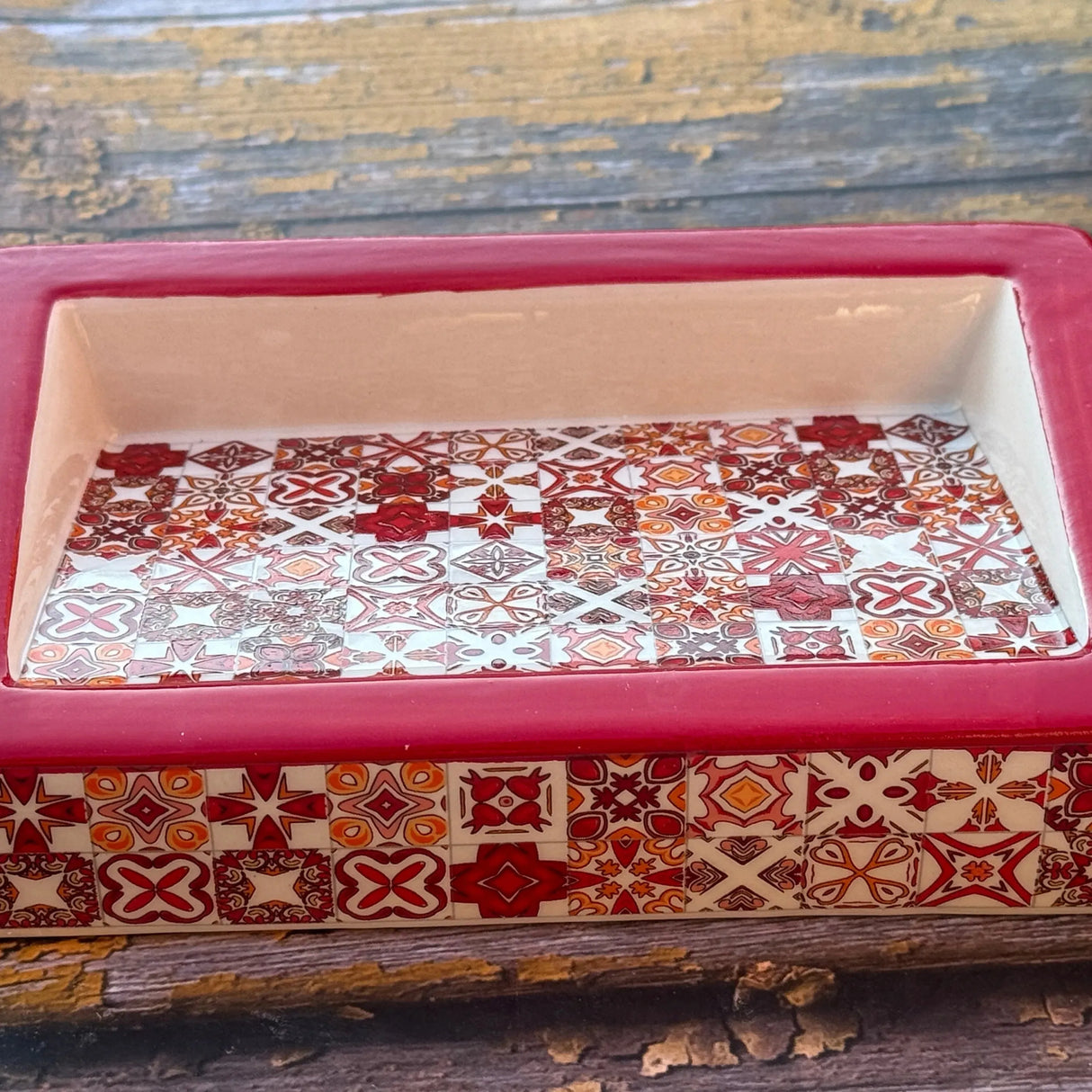 Bastide & Olivier Slanted Red Mosaic Ceramic Soap Dish French Soaps UK