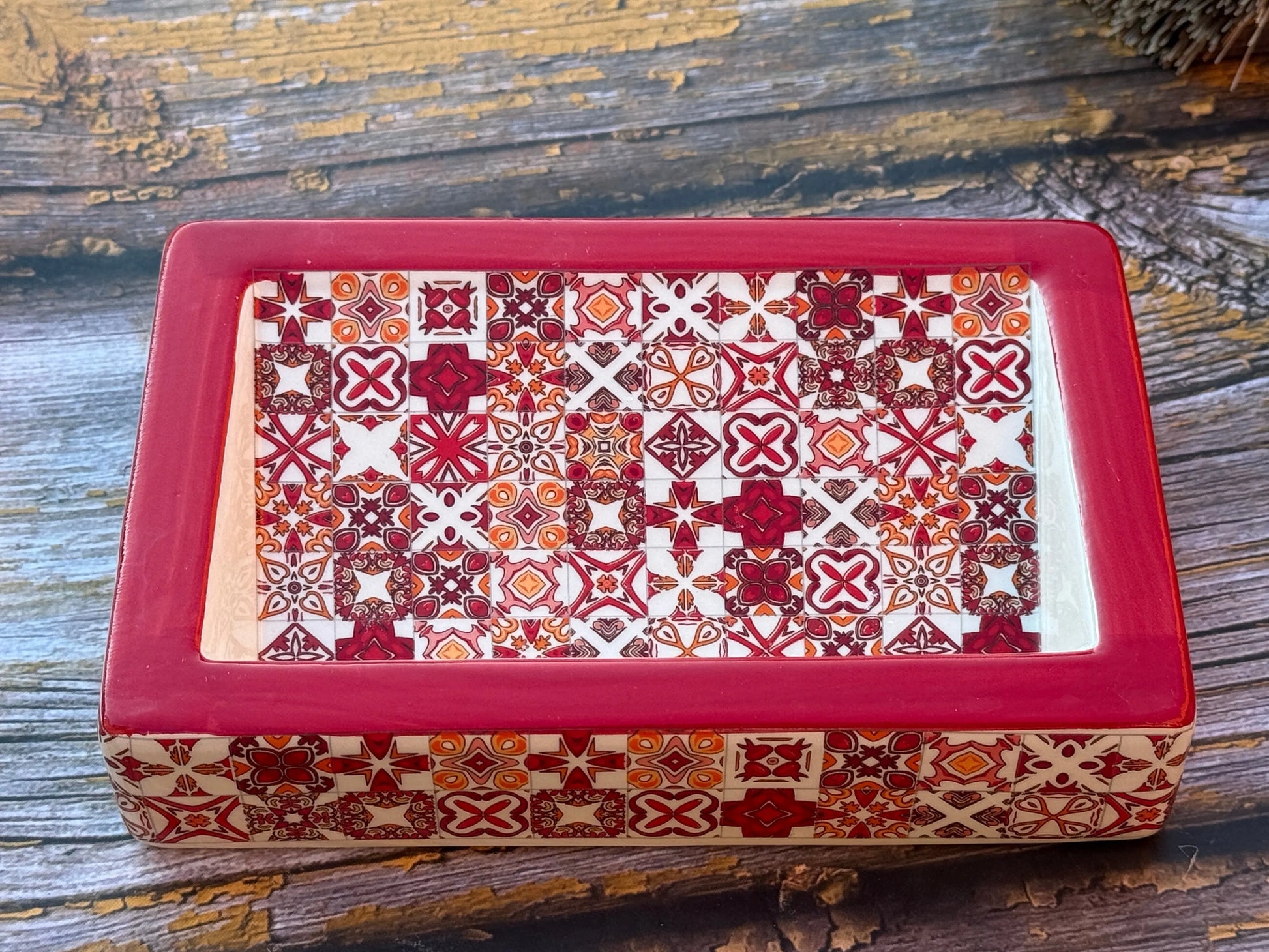 Bastide & Olivier Slanted Red Mosaic Ceramic Soap Dish French Soaps UK