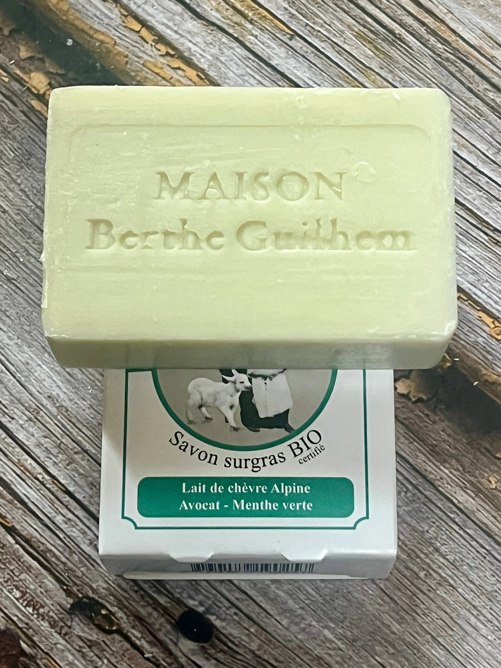 MAISON BERTHE GUILHEM Spearmint & Avocado Oils  | Organic Alpine Goats Milk | 100g French Soaps UK