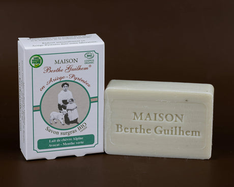 MAISON BERTHE GUILHEM Spearmint & Avocado Oils  | Organic Alpine Goats Milk | 100g French Soaps UK