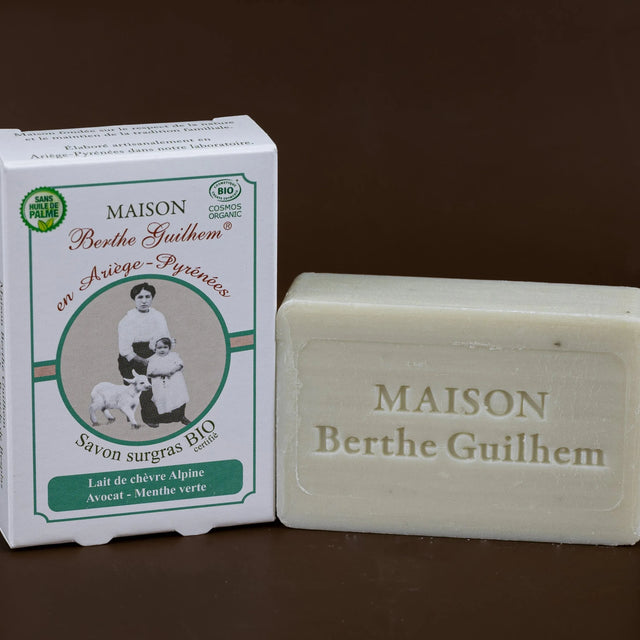 MAISON BERTHE GUILHEM Spearmint & Avocado Oils  | Organic Alpine Goats Milk | 100g French Soaps UK