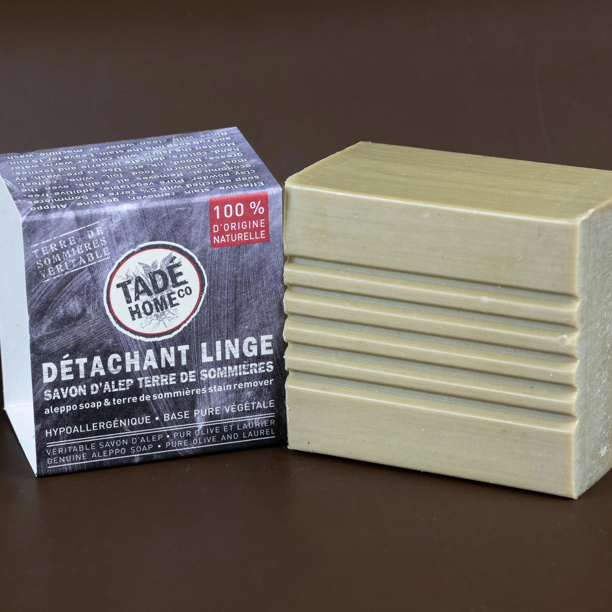 TADÉ PAYS DU LEVANT Stain Removing Aleppo Soap Bar, with Terre de Sommieres Clay, 250g French Soaps UK