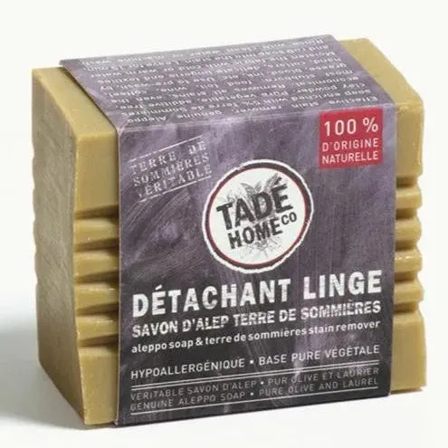 TADÉ PAYS DU LEVANT Stain Removing Aleppo Soap Bar, with Terre de Sommieres Clay, 250g French Soaps UK