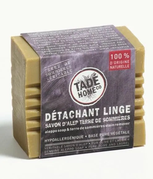 TADÉ PAYS DU LEVANT Stain Removing Aleppo Soap Bar, with Terre de Sommieres Clay, 250g French Soaps UK