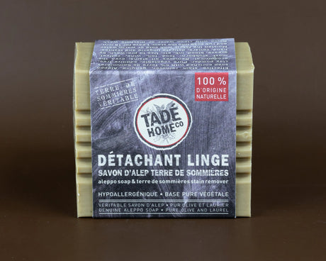 TADÉ PAYS DU LEVANT Stain Removing Aleppo Soap Bar, with Terre de Sommieres Clay, 250g French Soaps UK