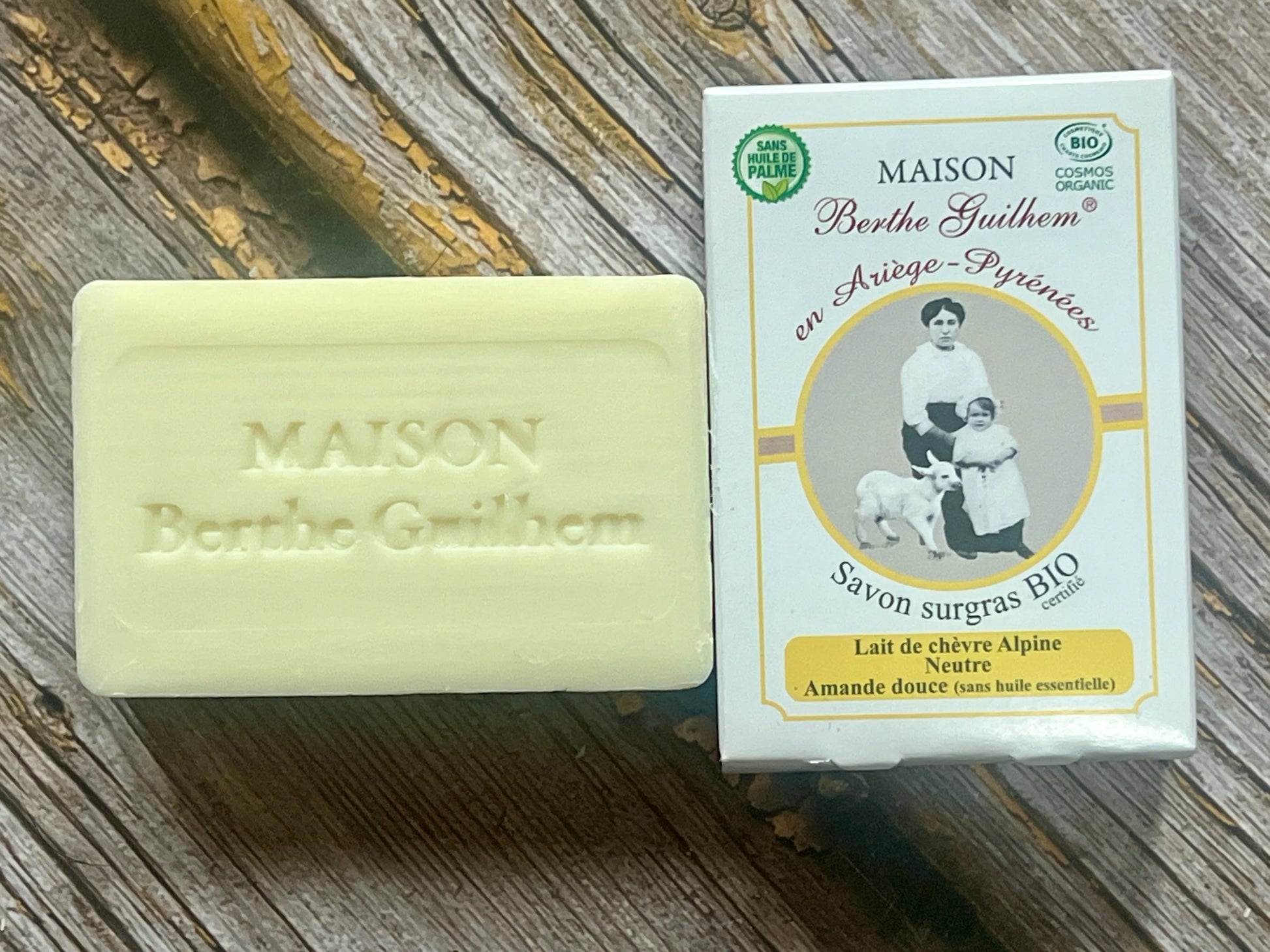 MAISON BERTHE GUILHEM Sweet Almond Oil | Organic Alpine Goat's Milk | 100g French Soaps UK