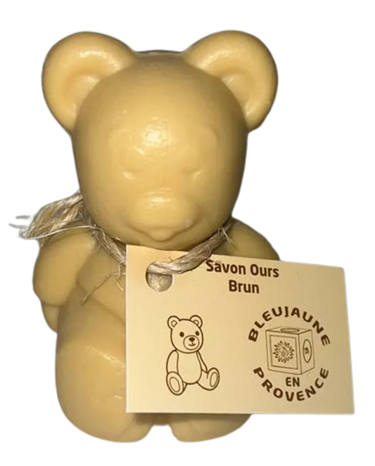 BLEU JAUNE Teddy Bear shaped Soap, Honey Fragrance,  enriched with Organic Shea Butter | 150g French Soaps UK