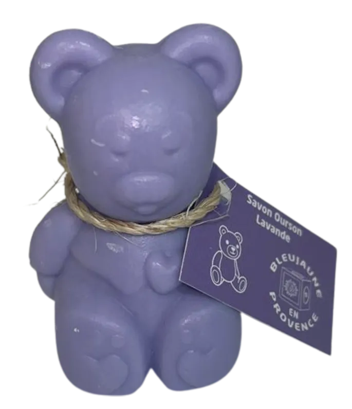 BLEU JAUNE Teddy Bear Shaped Soap, Lavender Fragrance, enriched with Organic Shea Butter | 150g French Soaps UK