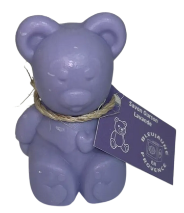 BLEU JAUNE Teddy Bear Shaped Soap, Lavender Fragrance, enriched with Organic Shea Butter | 150g French Soaps UK