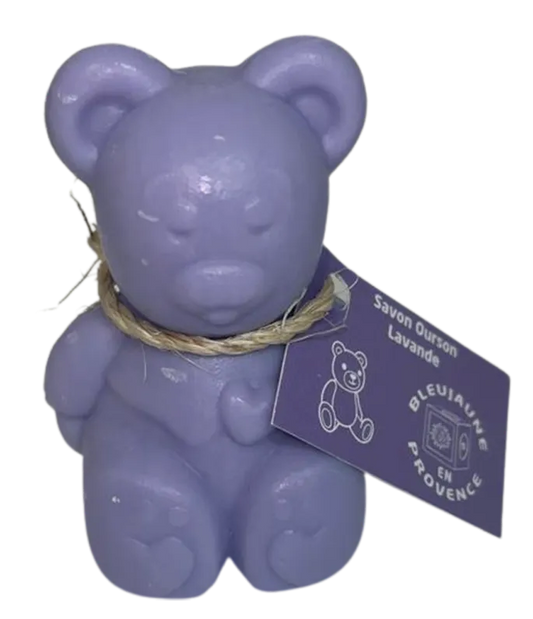 BLEU JAUNE Teddy Bear Shaped Soap, Lavender Fragrance, enriched with Organic Shea Butter | 150g French Soaps UK