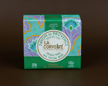 LA CORVETTE Terres de Garrigue (Lavender, Olive & Thyme), 100g, Palm Free & Organic French Soaps UK