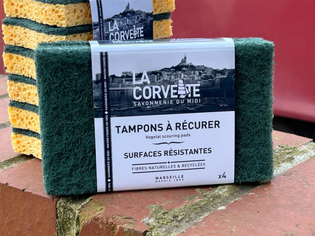LA CORVETTE Tough Scouring Sponge, 4 Pack French Soaps UK