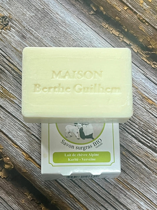 MAISON BERTHE GUILHEM Verbena Oil & Shea Butter  | Organic Alpine Goat's Milk | 100g French Soaps UK