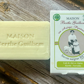 MAISON BERTHE GUILHEM Verbena Oil & Shea Butter  | Organic Alpine Goat's Milk | 100g French Soaps UK