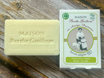 MAISON BERTHE GUILHEM Verbena Oil & Shea Butter  | Organic Alpine Goat's Milk | 100g French Soaps UK