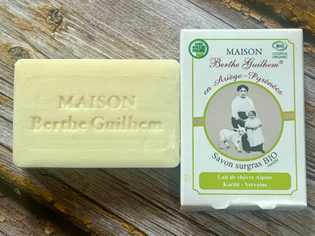 MAISON BERTHE GUILHEM Verbena Oil & Shea Butter  | Organic Alpine Goat's Milk | 100g French Soaps UK