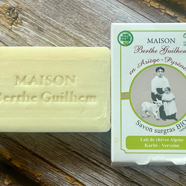MAISON BERTHE GUILHEM Verbena Oil & Shea Butter  | Organic Alpine Goat's Milk | 100g French Soaps UK