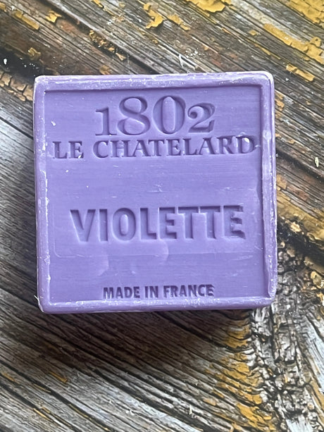 LE CHATELARD 1802 Violet Marseille Soap, 72% Coconut, Olive and Almond Oil, 100g |  PALM FREE French Soaps UK