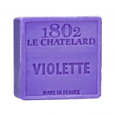 LE CHATELARD 1802 Violet Marseille Soap, 72% Coconut, Olive and Almond Oil, 100g |  PALM FREE French Soaps UK
