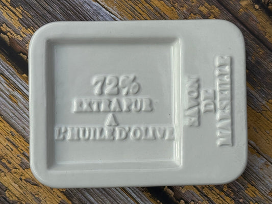 White Ceramic Soap Dish, Square for savon de marseille