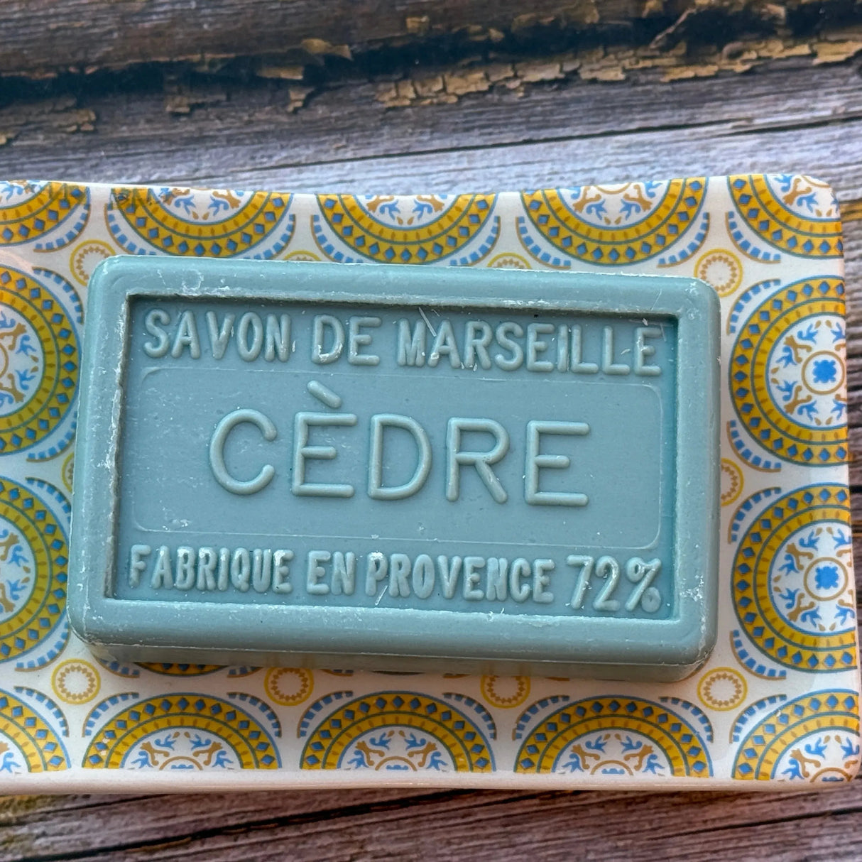 Bastide & Olivier Yellow & Blue Mosaic Ceramic Soap Dish French Soaps UK