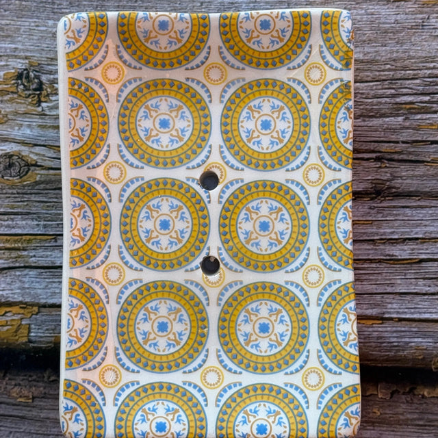 Bastide & Olivier Yellow & Blue Mosaic Ceramic Soap Dish French Soaps UK