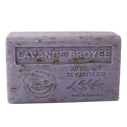 Lavender Flowers Exfoliating French Soap with organic Shea Butter 125g